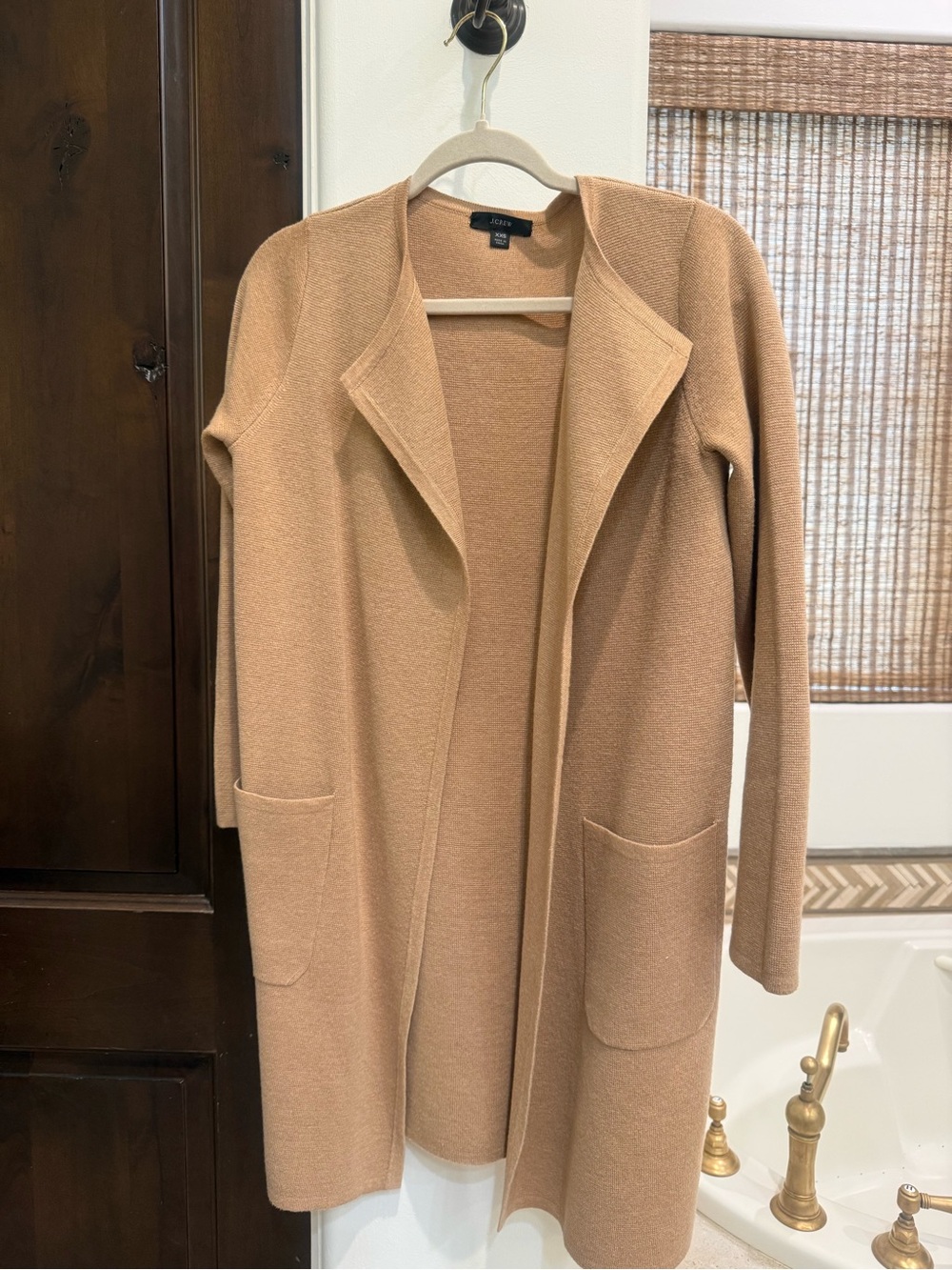 J Crew Open-Front Camel Longline Cardigan Sweater Jacket excellent condition